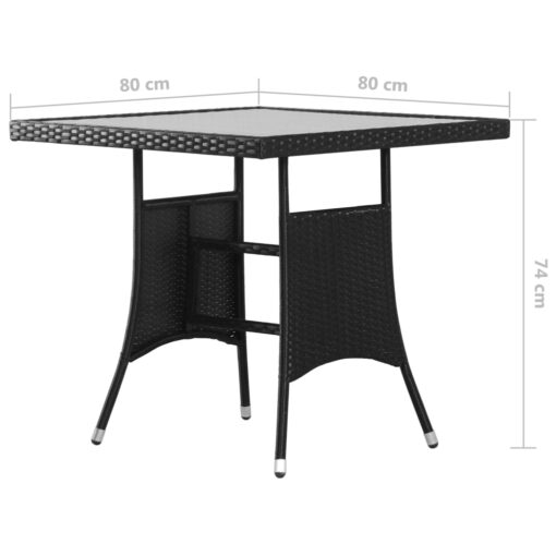 3 Piece Garden Dining Set Poly Rattan Black - Image 5