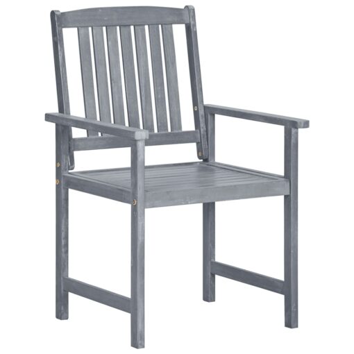 Garden Chairs with Cushions 2 pcs Grey Solid Acacia Wood - Image 5
