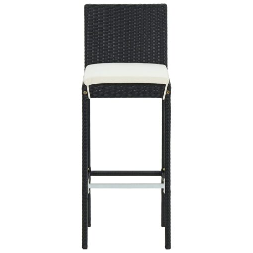 5 Piece Garden Bar Set with Cushions Poly Rattan Black - Image 4