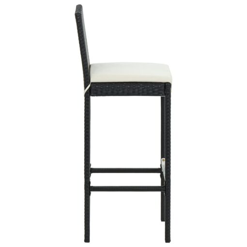 5 Piece Garden Bar Set with Cushions Poly Rattan Black - Image 5
