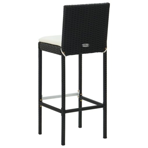 5 Piece Garden Bar Set with Cushions Poly Rattan Black - Image 6