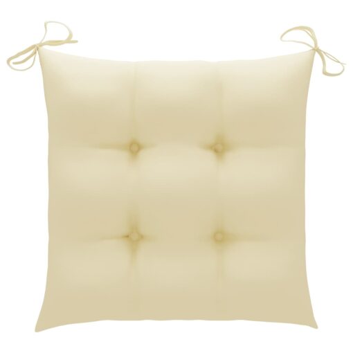 Garden Chairs 2 pcs with Cream White Cushions Solid Teak Wood - Image 6
