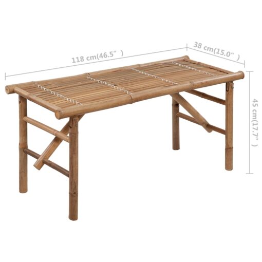 Folding Garden Bench with Cushion 118 cm Bamboo - Image 6