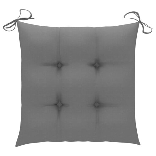 Garden Chairs with Grey Cushions 6 pcs Solid Teak Wood - Image 5