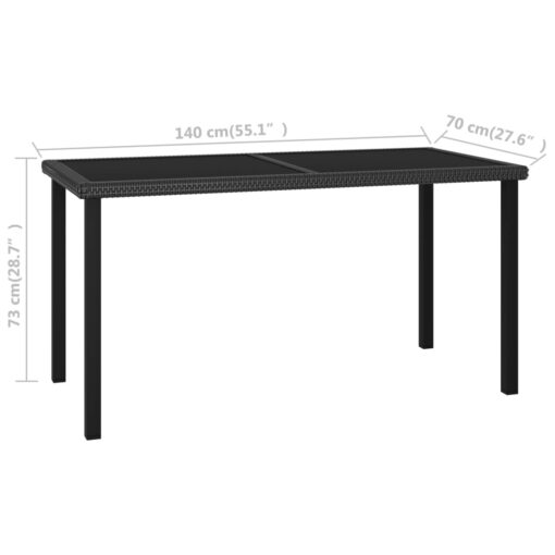 5 Piece Garden Dining Set Poly Rattan Black - Image 7
