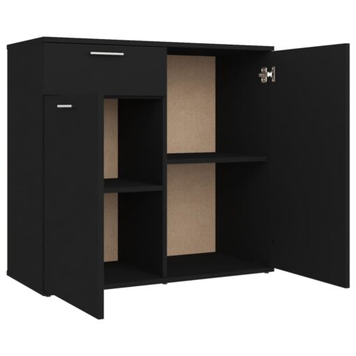 Sideboard Black 80x36x75 cm Engineered Wood - Image 4