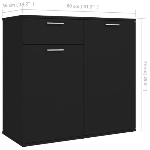Sideboard Black 80x36x75 cm Engineered Wood - Image 5