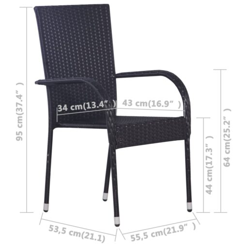 5 Piece Garden Dining Set Black - Image 6