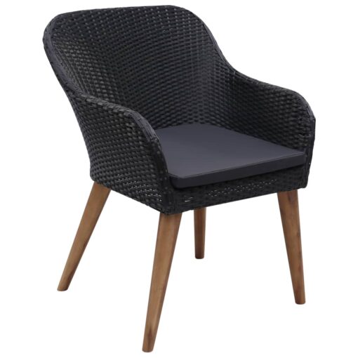5 Piece Garden Dining Set Black - Image 4