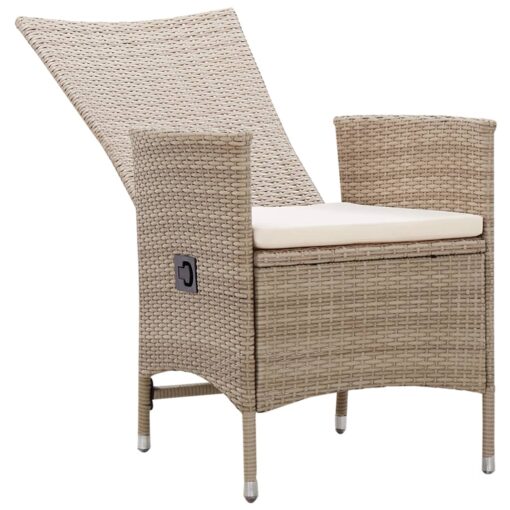 7 Piece Garden Dining Set Poly Rattan Beige - Image 5