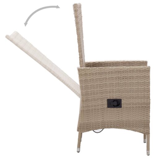 7 Piece Garden Dining Set Poly Rattan Beige - Image 6