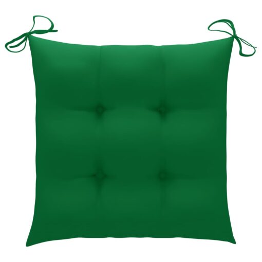 Garden Chairs 6 pcs with Green Cushions Solid Teak Wood - Image 6
