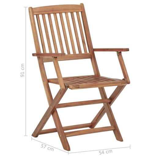 Folding Outdoor Chairs 8 pcs Solid Acacia Wood - Image 4