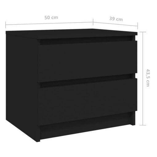 Bed Cabinets 2 pcs Black 50x39x43.5 cm Engineered Wood - Image 4