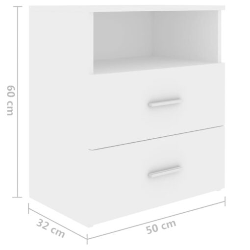 Bed Cabinet White 50x32x60 cm - Image 4