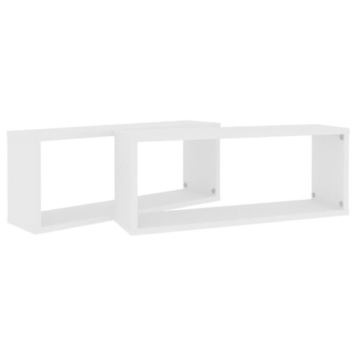 Wall Cube Shelf 2 pcs White 60x15x23 cm Engineered Wood - Image 4