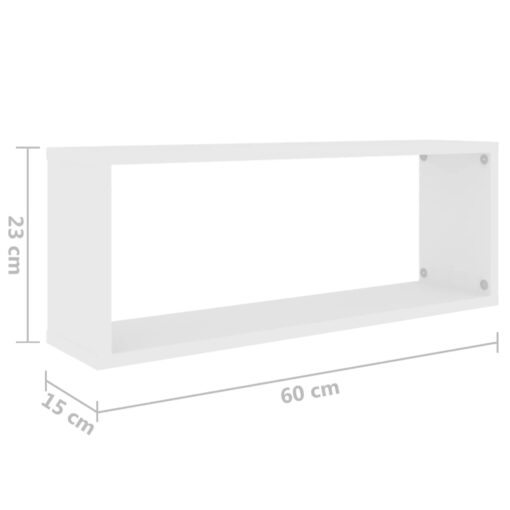 Wall Cube Shelf 2 pcs White 60x15x23 cm Engineered Wood - Image 5