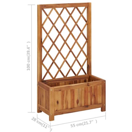 Garden Raised Bed with Trellis Solid Acacia Wood - Image 4