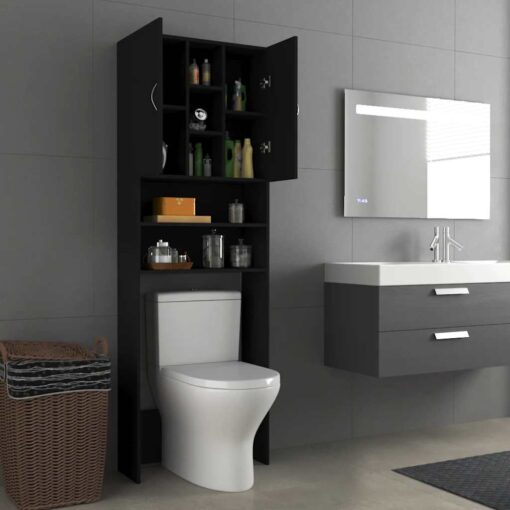 Washing Machine Cabinet Black 64x25.5x190 cm - Image 4