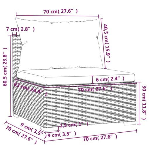 3-Seater Sofa with Cushions Grey Poly Rattan - Image 4