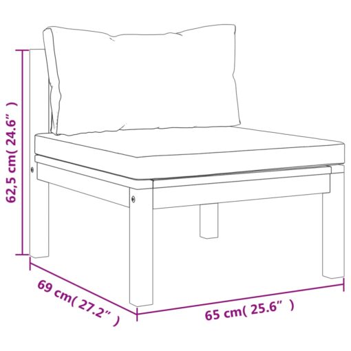 5 Piece Garden Lounge Set with Cream Cushion Solid Acacia Wood - Image 7
