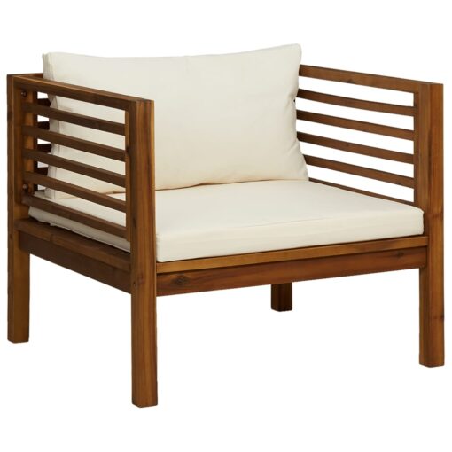 8 Piece Garden Lounge Set with Cream Cushion Solid Acacia Wood - Image 6
