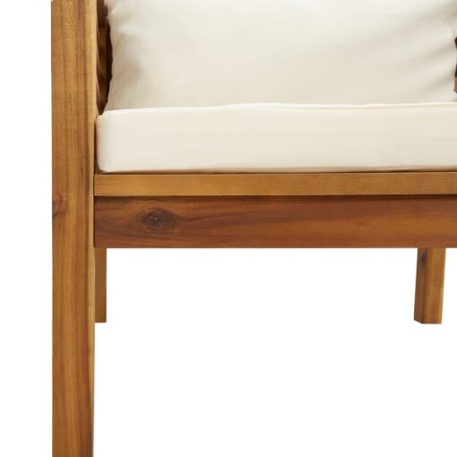 8 Piece Garden Lounge Set with Cream Cushion Solid Acacia Wood - Image 7