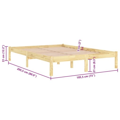 Bed Frame without Mattress Solid Wood Super King Size - Image 4