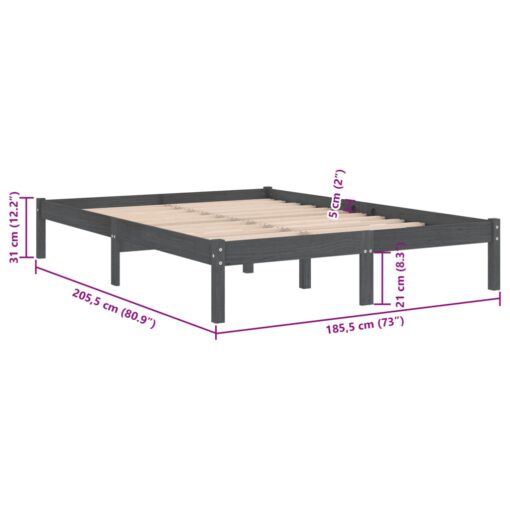 Bed Frame without Mattress Grey Solid Wood Super King Size - Image 4