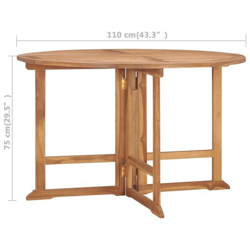 Folding Garden Dining Table Ø110x75 cm Solid Wood Teak - Image 4