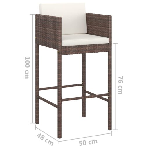 5 Piece Garden Bar Set with Cushions Poly Rattan Brown - Image 4