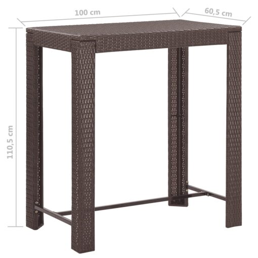 5 Piece Garden Bar Set with Cushions Poly Rattan Brown - Image 5
