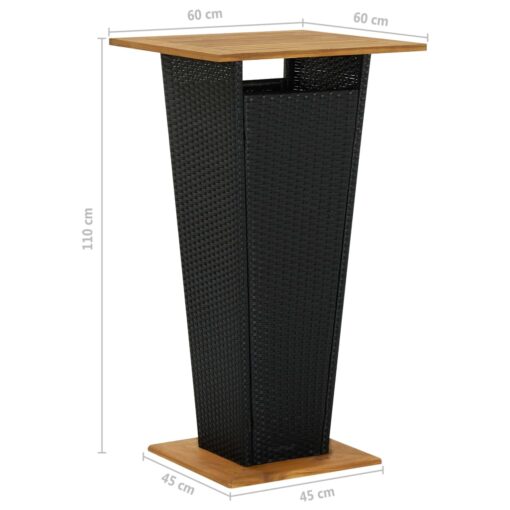 3 Piece Garden Bar Set with Cushions Poly Rattan Black - Image 6