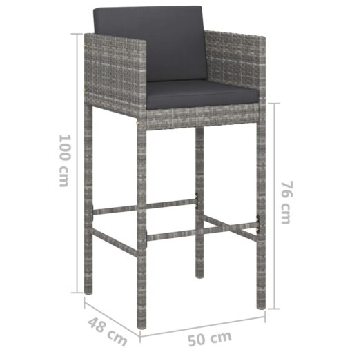 5 Piece Garden Bar Set with Cushions Poly Rattan Grey - Image 5