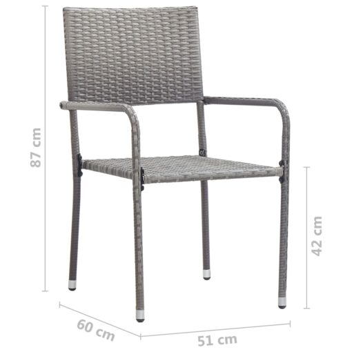 Garden Dining Chairs 6 pcs Stackable Grey Poly Rattan - Image 4