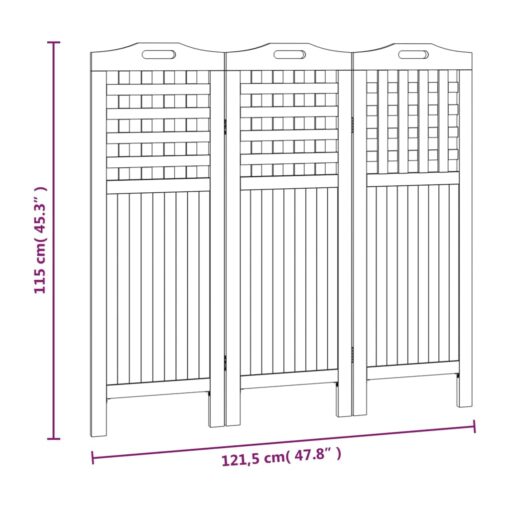 3-Panel Room Divider 121.5x2x115 cm Solid Wood Acacia - Image 5