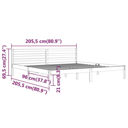 Bed Frame without Mattress Solid Wood Pine 200x200cm White - Image 4
