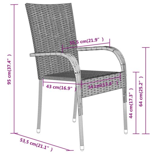 7 Piece Garden Dining Set Brown and Black - Image 4