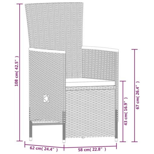 9 Piece Garden Dining Set with Cushions Grey - Image 5