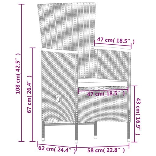 9 Piece Garden Dining Set with Cushions Grey - Image 6
