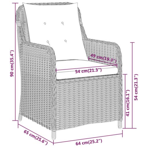 7 Piece Garden Dining Set Black - Image 4