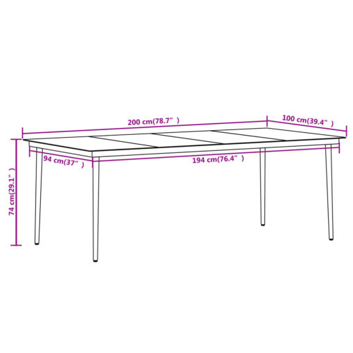7 Piece Garden Dining Set Black - Image 5