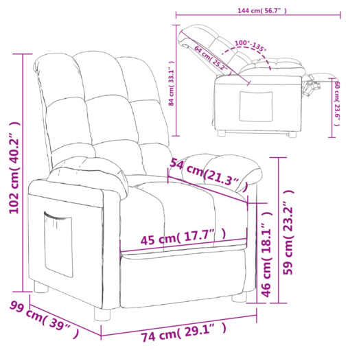 Recliner Chair Dark Grey Fabric - Image 5
