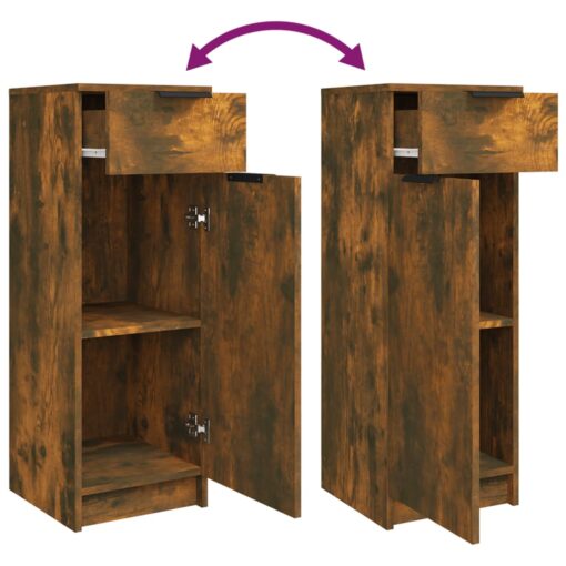Bathroom Cabinet Smoked Oak 32x34x90 cm Engineered Wood - Image 5