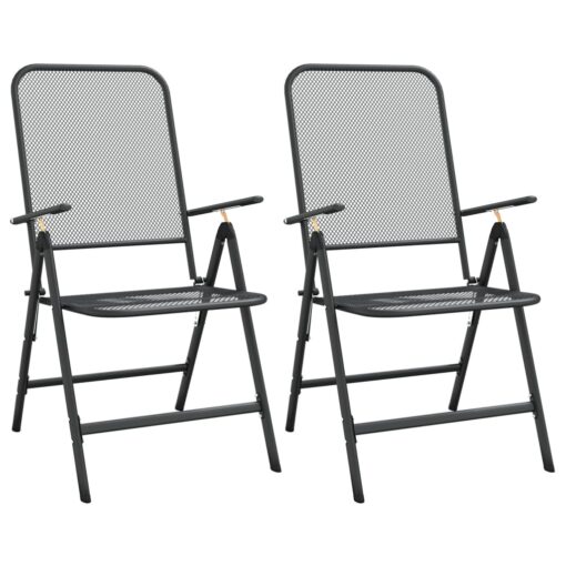 3 Piece Garden Dining Set Expanded Metal Mesh Anthracite - Image 4