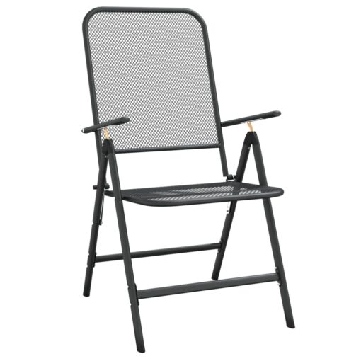 3 Piece Garden Dining Set Expanded Metal Mesh Anthracite - Image 5