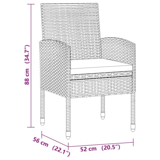 5 Piece Outdoor Dining Set Poly Rattan Black - Image 4