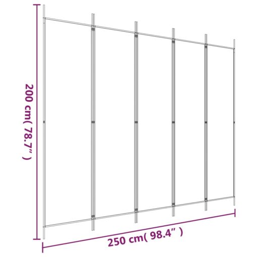 5-Panel Room Divider Anthracite 250x200 cm Fabric - Image 4