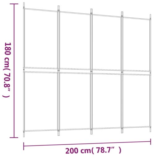 4-Panel Room Divider Black 200x180 cm Fabric - Image 4