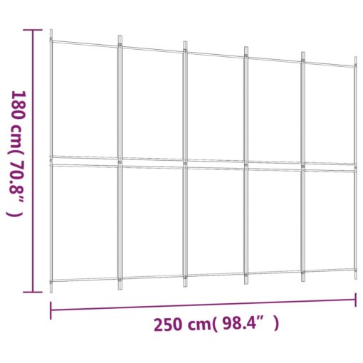 5-Panel Room Divider Anthracite 250x180 cm Fabric - Image 4